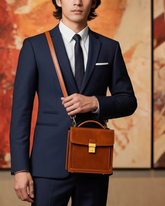 The Ambassador Mini Leather Briefcase — Compact Sophistication for the Modern Gentleman